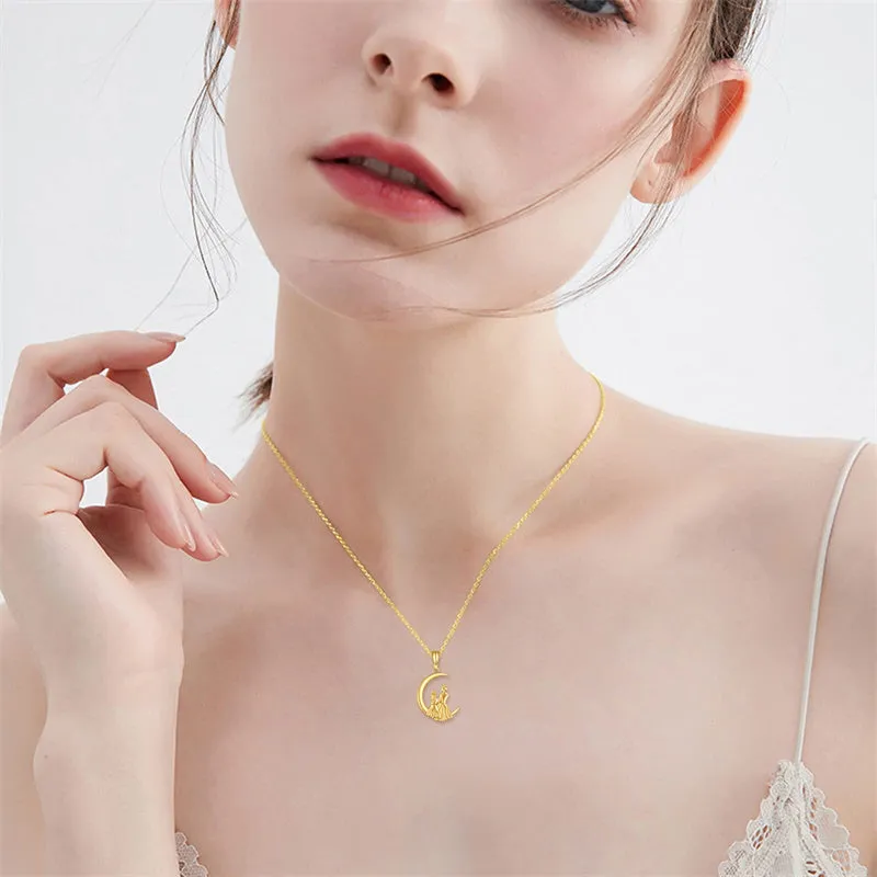 14K Gold Mother Daughter Pendant Necklace