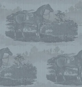 17-09-023-75 Wallpaper Horse Toile Light Blue