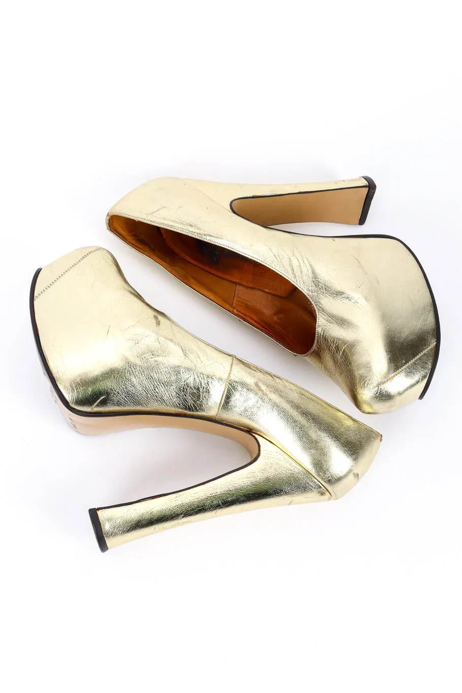 1993 F/W Metallic Gold Elevated Court Shoes