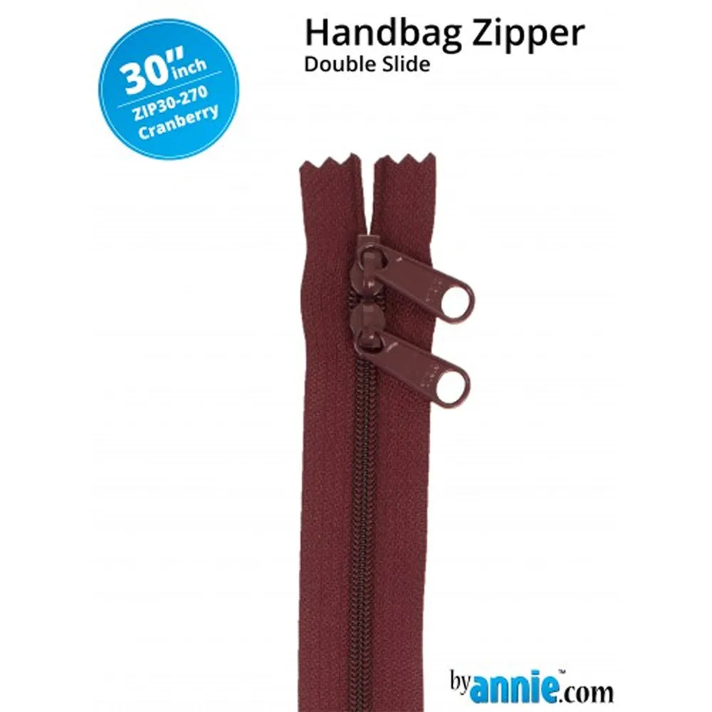 30" wide Handbag Zipper - Cranberry