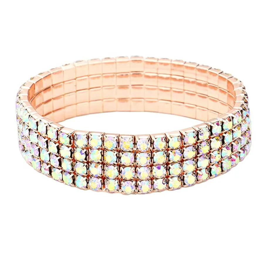 4Rows Rhinestone Stretch Evening Bracelet