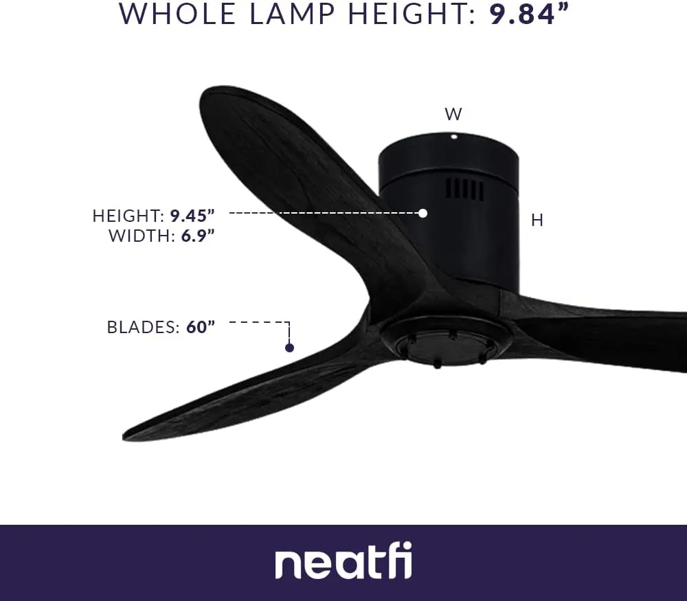 60 Reversible Low Height Ceiling Fan- Black