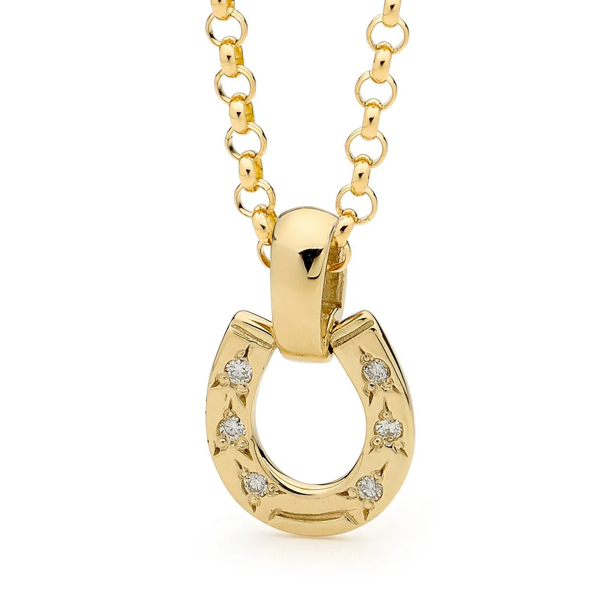 9ct Yellow Gold and Diamond Horseshoe Pendant