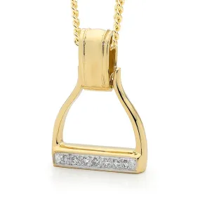 9ct Yellow Gold and Diamond Stirrup Pendant