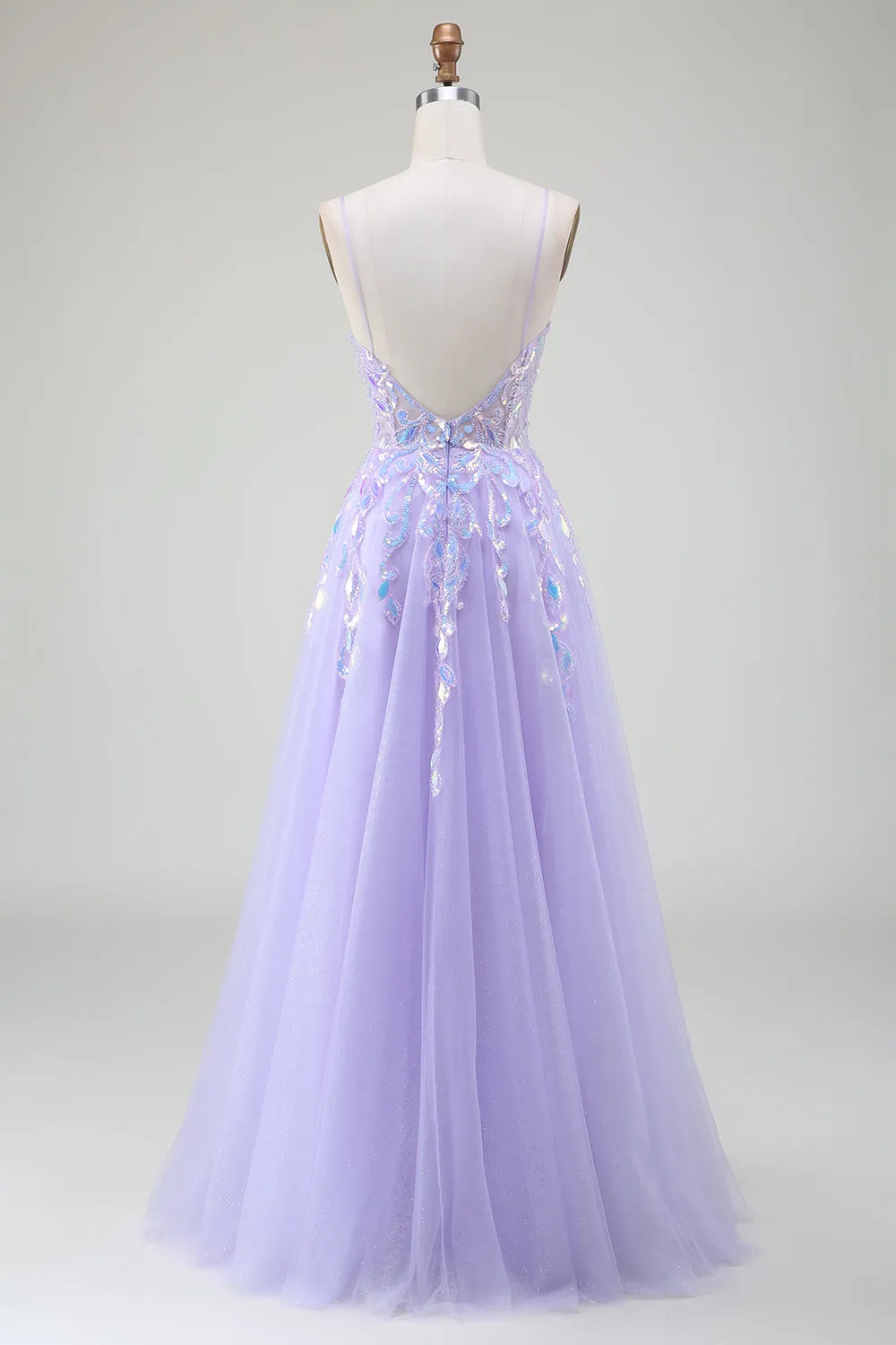 A-Line Purple Prom Dress with Sequins