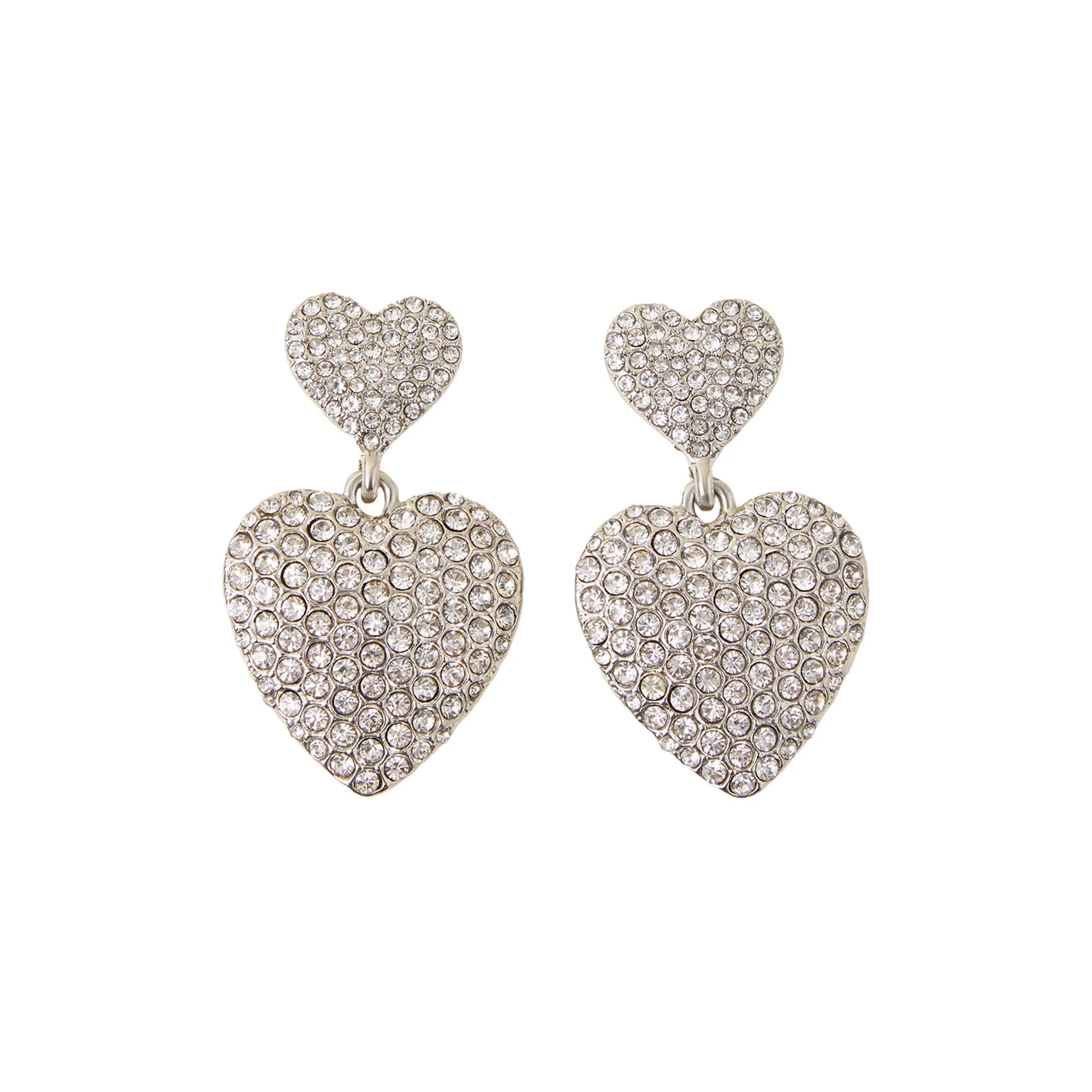 Accessorize London Women  Pave Double Heart Earrings