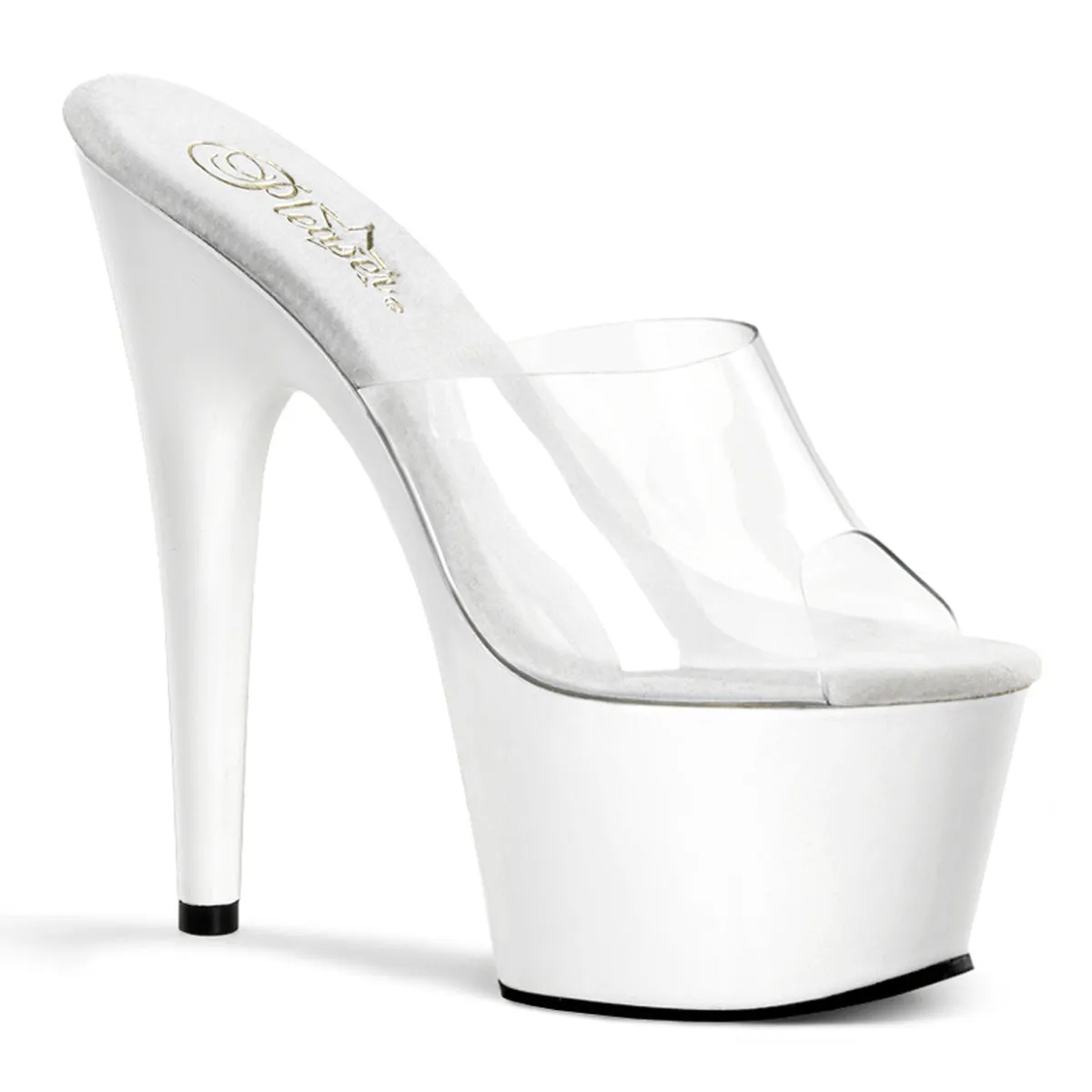 ADORE-701 White Slide Exotic Floor Dancing 7 Inch Heel Sandal