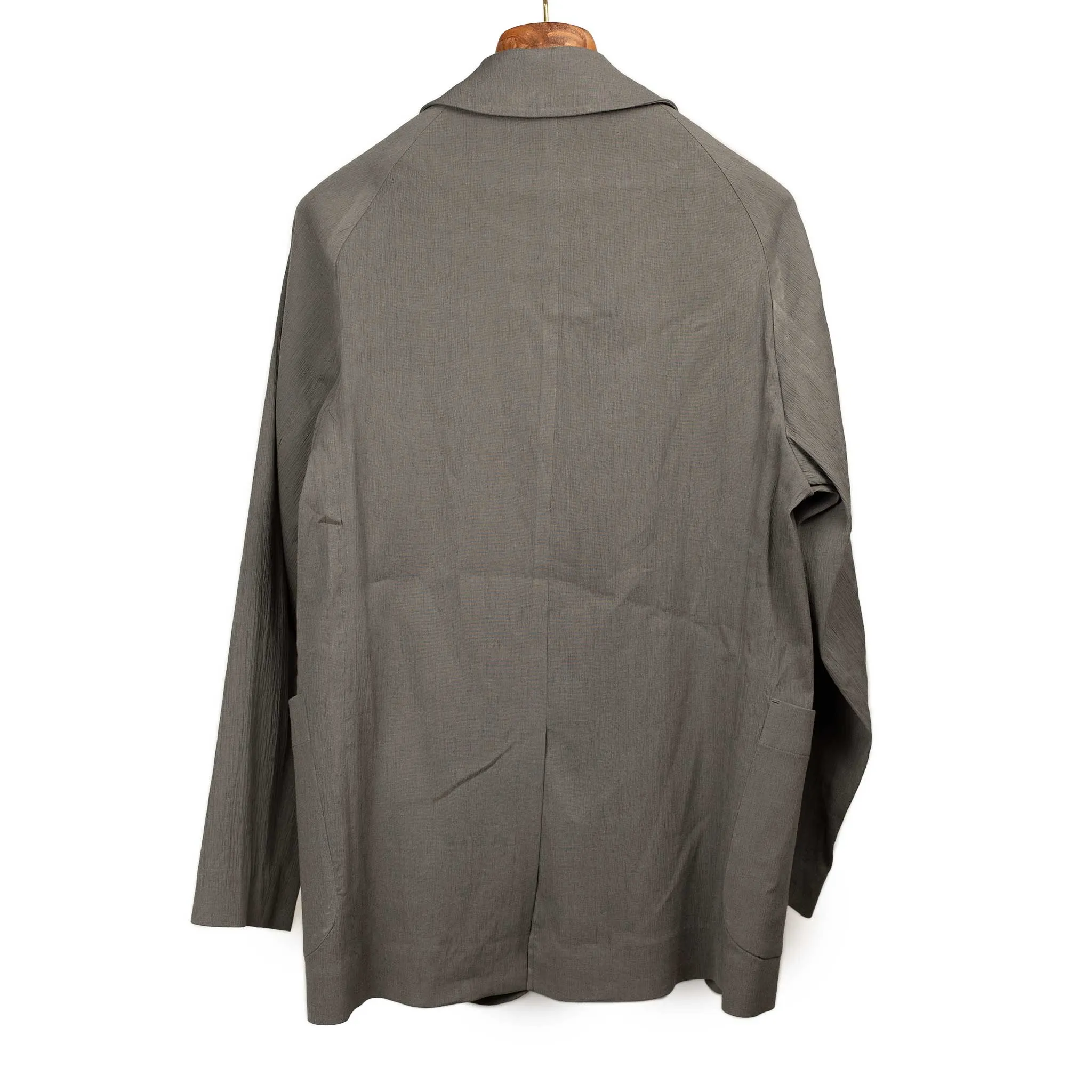 Architect raglan jacket in grey Italian linen rayon