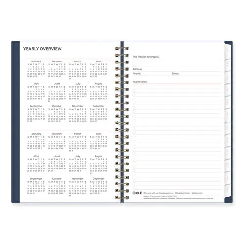 Ashlyn Weekly/monthly Planner, Floral Artwork, 8 X 5, Navy/multicolor Cover, 12-month (jan To Dec): 2024