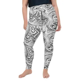 Black & White Marble Plus Size Leggings