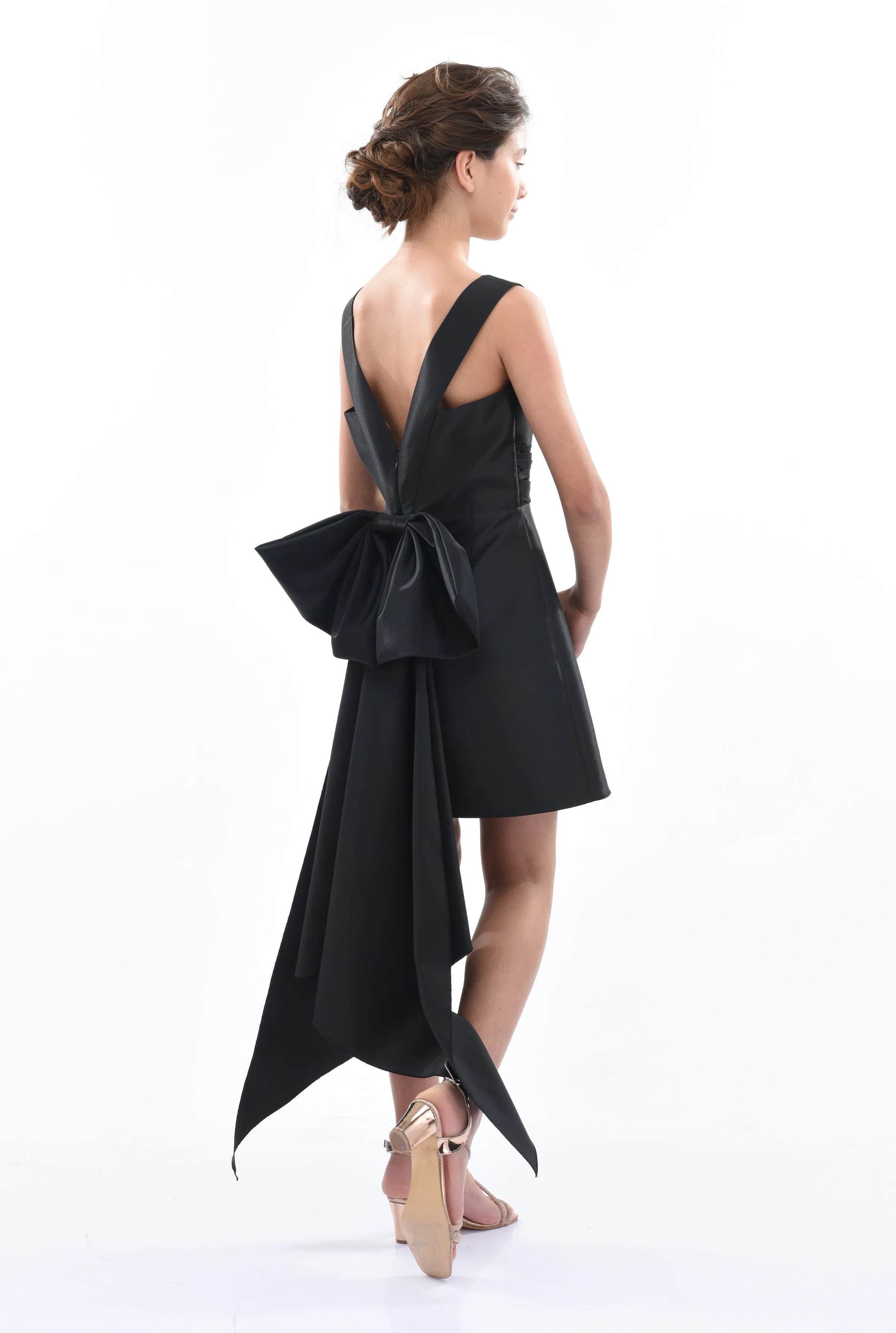 Black Isabel Back Bow Dress