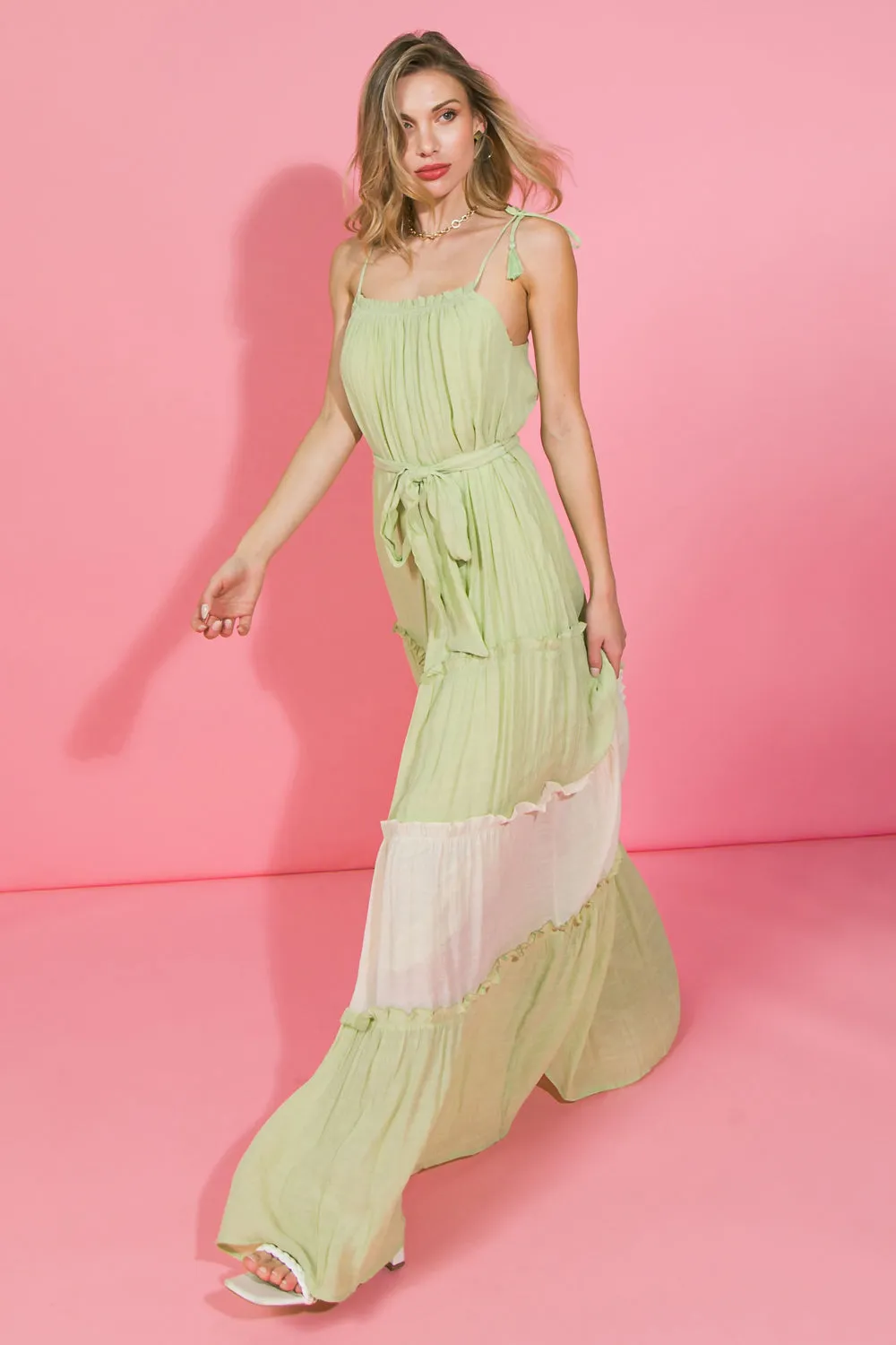 BLISSFUL GETAWAY SAGE MAXI DRESS