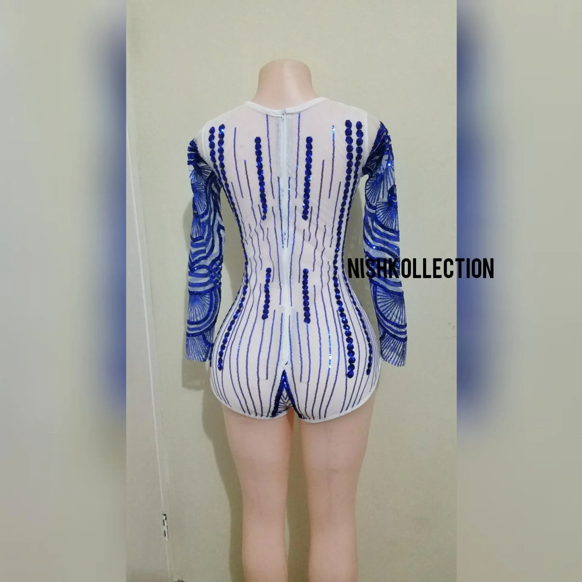 Blue and white long sleeve Sky bodysuit