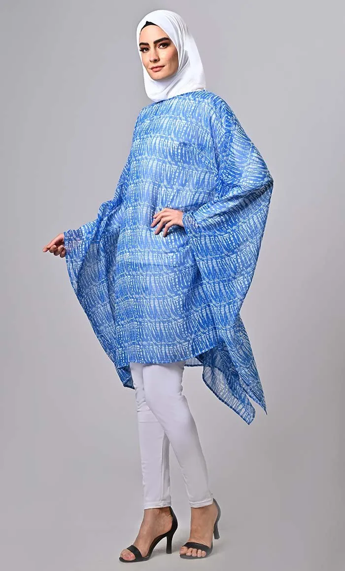 Blue Islamic Kaftan Printed Tunic - Final Sale