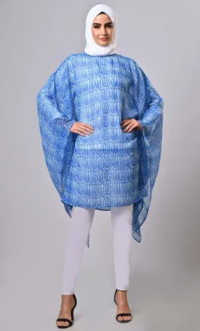 Blue Islamic Kaftan Printed Tunic - Final Sale