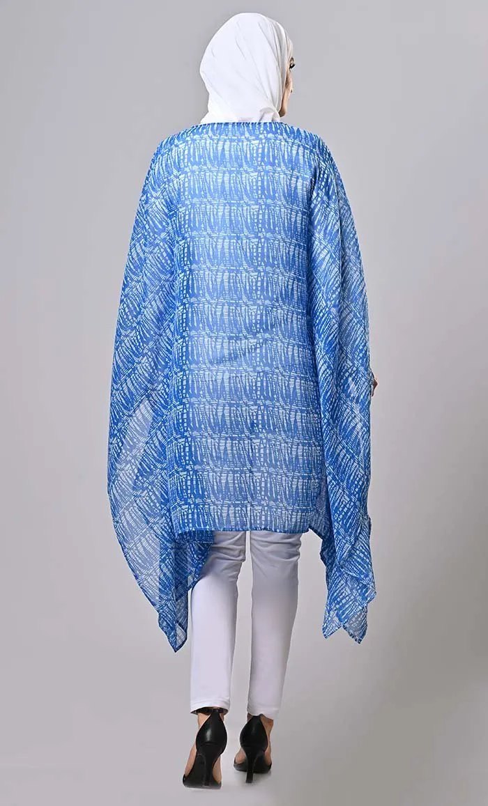 Blue Islamic Kaftan Printed Tunic - Final Sale