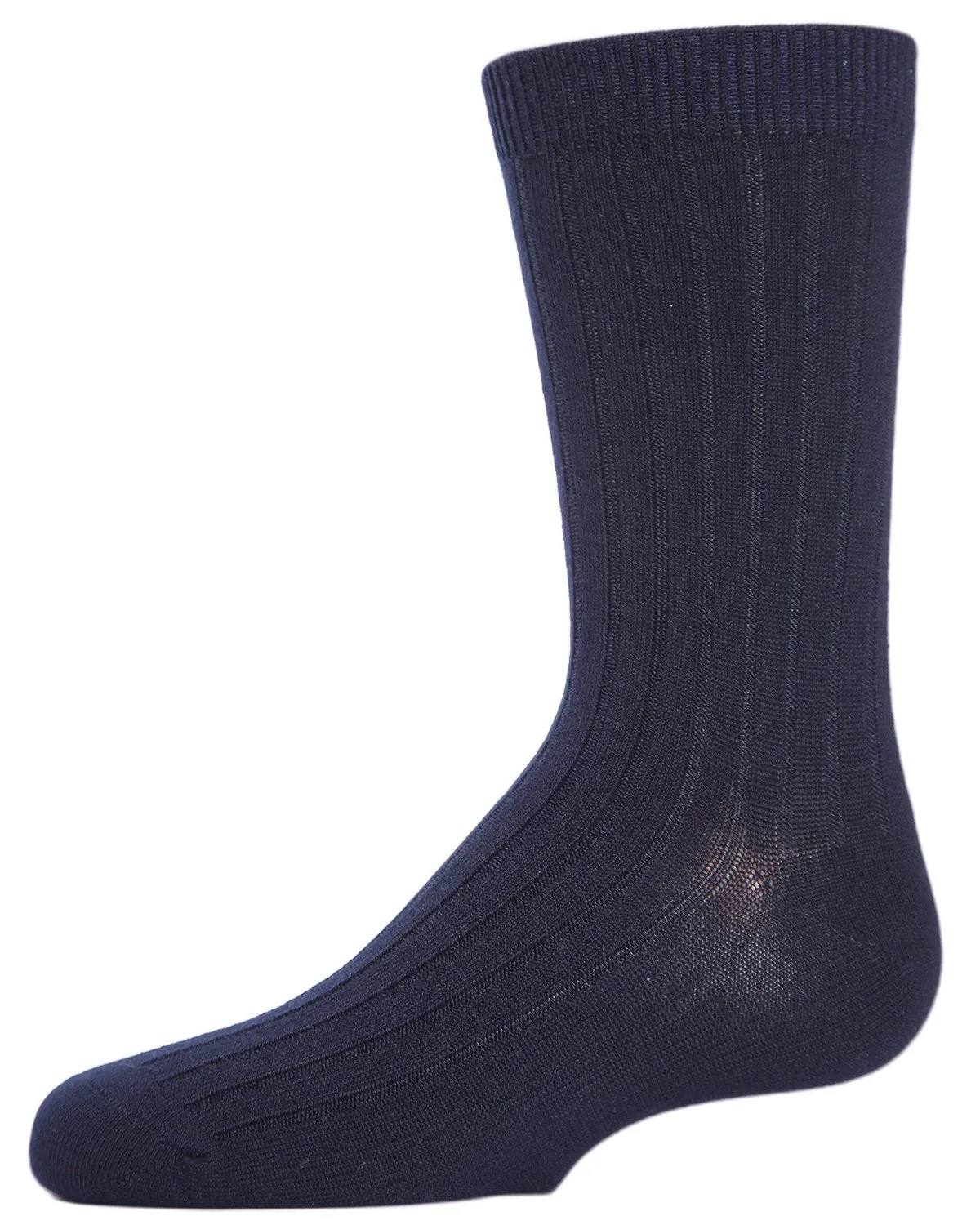 Boys' Essential Ribbed Mercerized Cotton Crew Socks