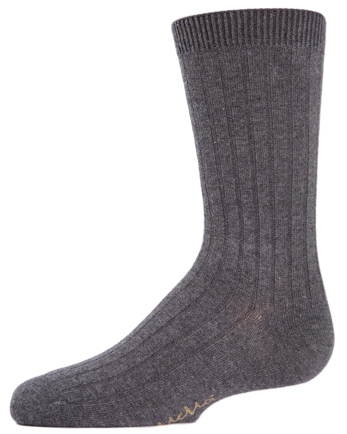 Boys' Essential Ribbed Mercerized Cotton Crew Socks