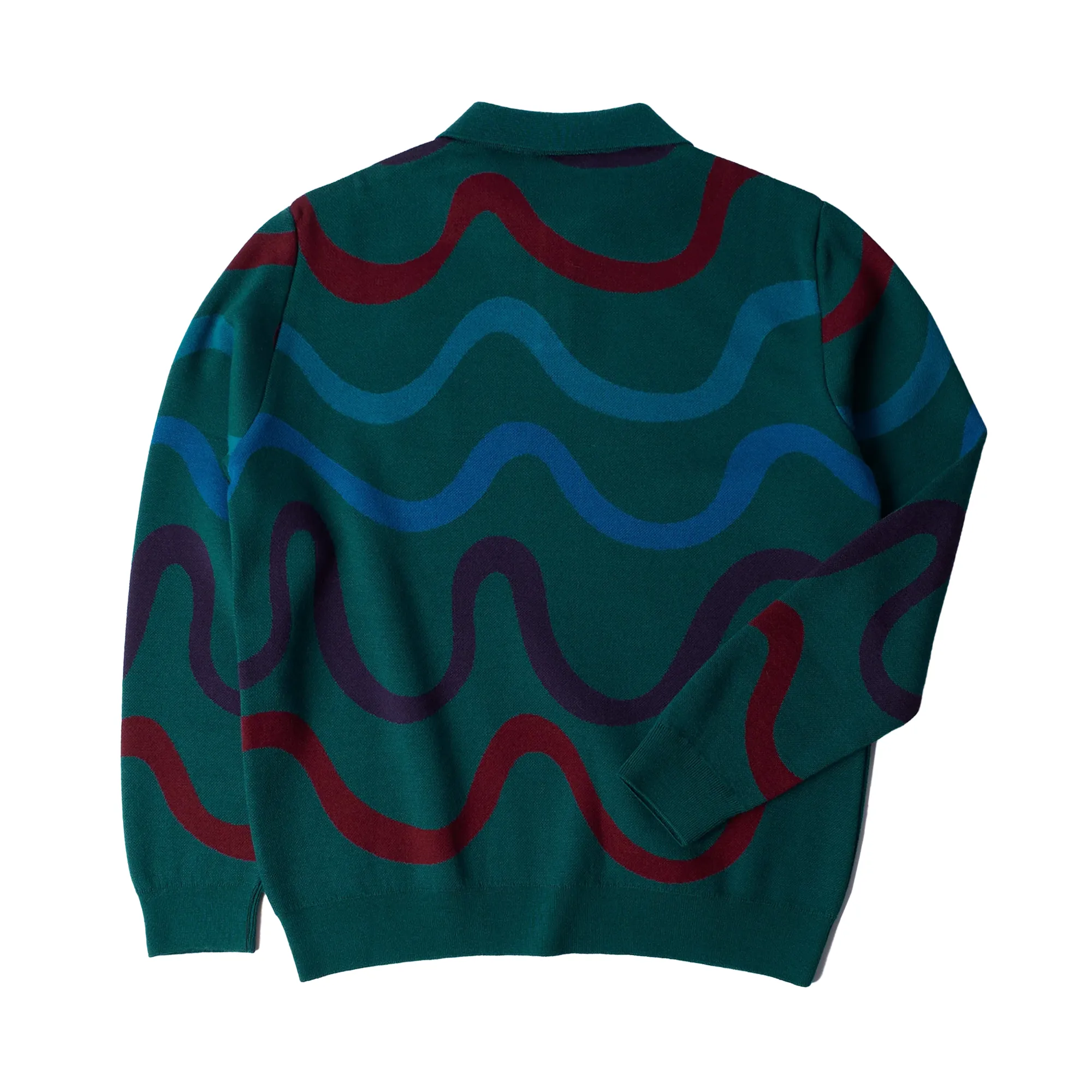 By Parra Colored Soundwave Knitted Polo Pullover Green