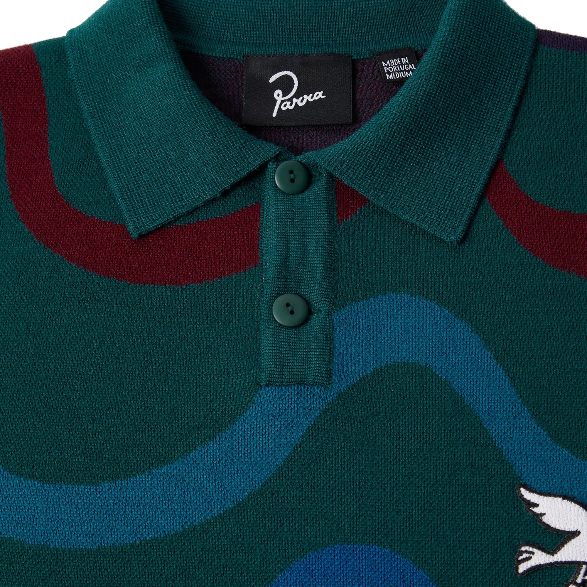 By Parra Colored Soundwave Knitted Polo Pullover Green