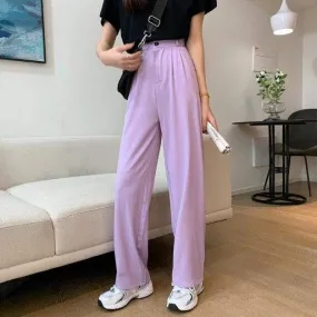 Casual High-Waist Pants With Straight Leg