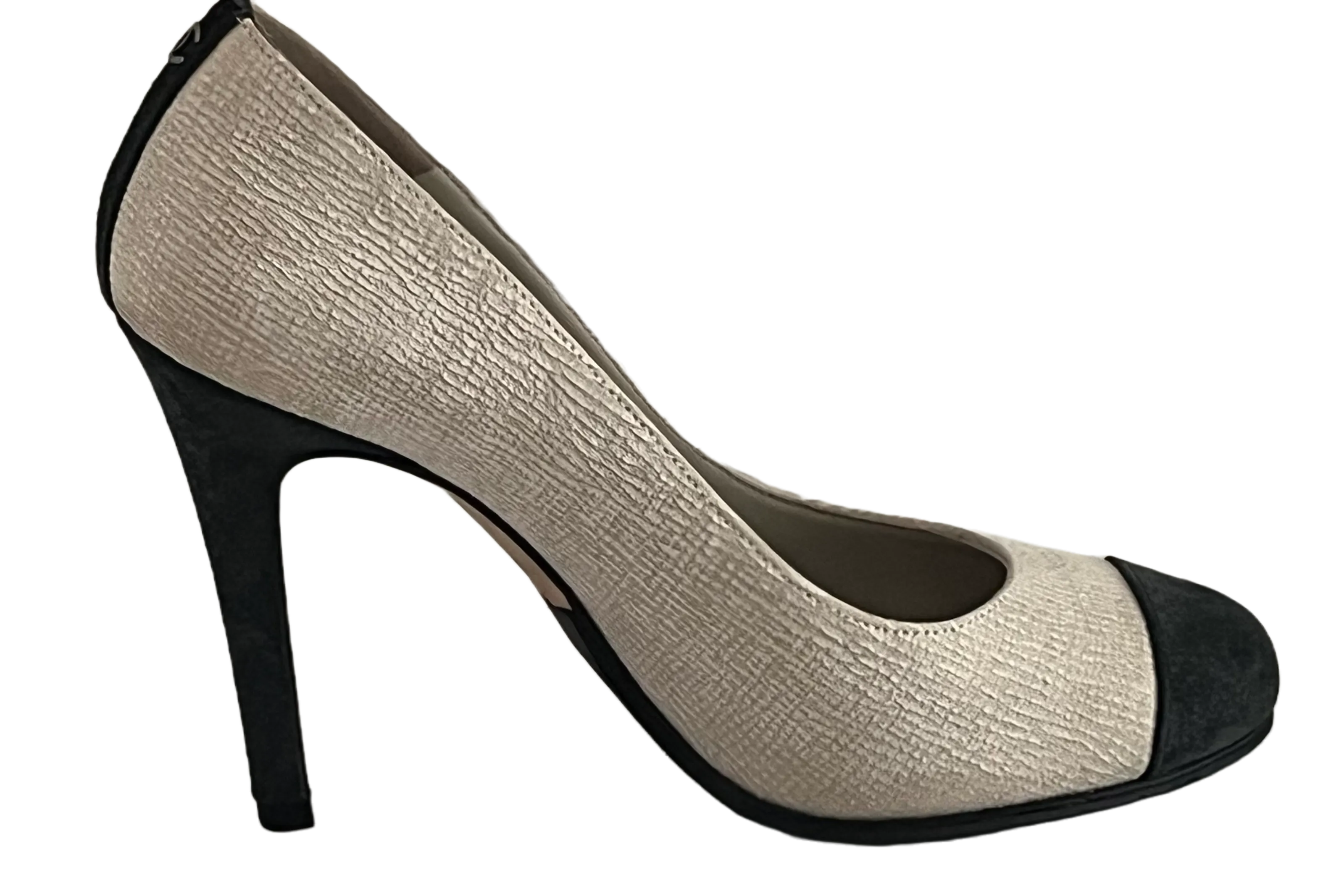 Chanel Heels, Pearl Grey and Anthracite Suede.