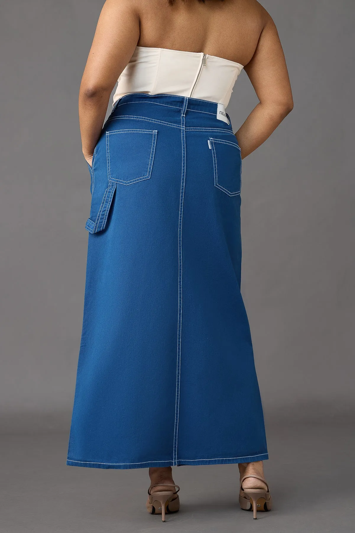 Coastal Cobalt Blue Front Slit Curvy Skirt