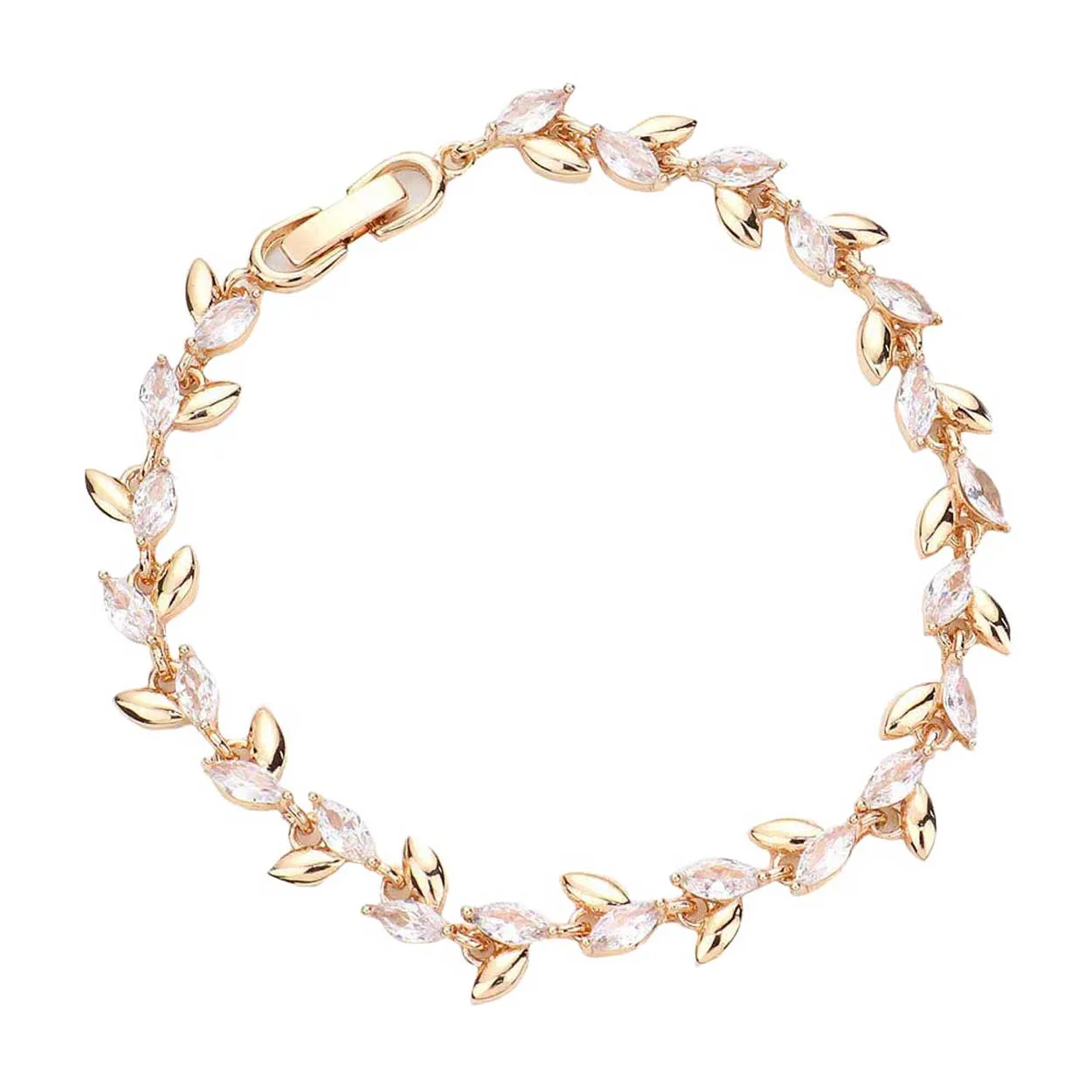 CZ Metal Marquise Link Evening Bracelet