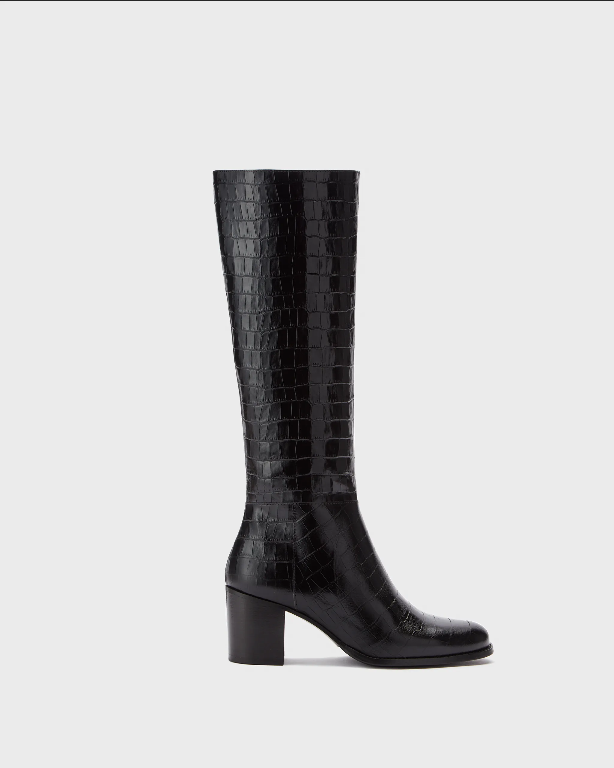 Dalia Petite Knee High Boots in Black Croc