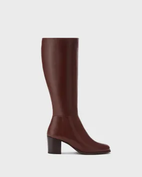 Dalia Petite Knee High Boots in Brown Leather