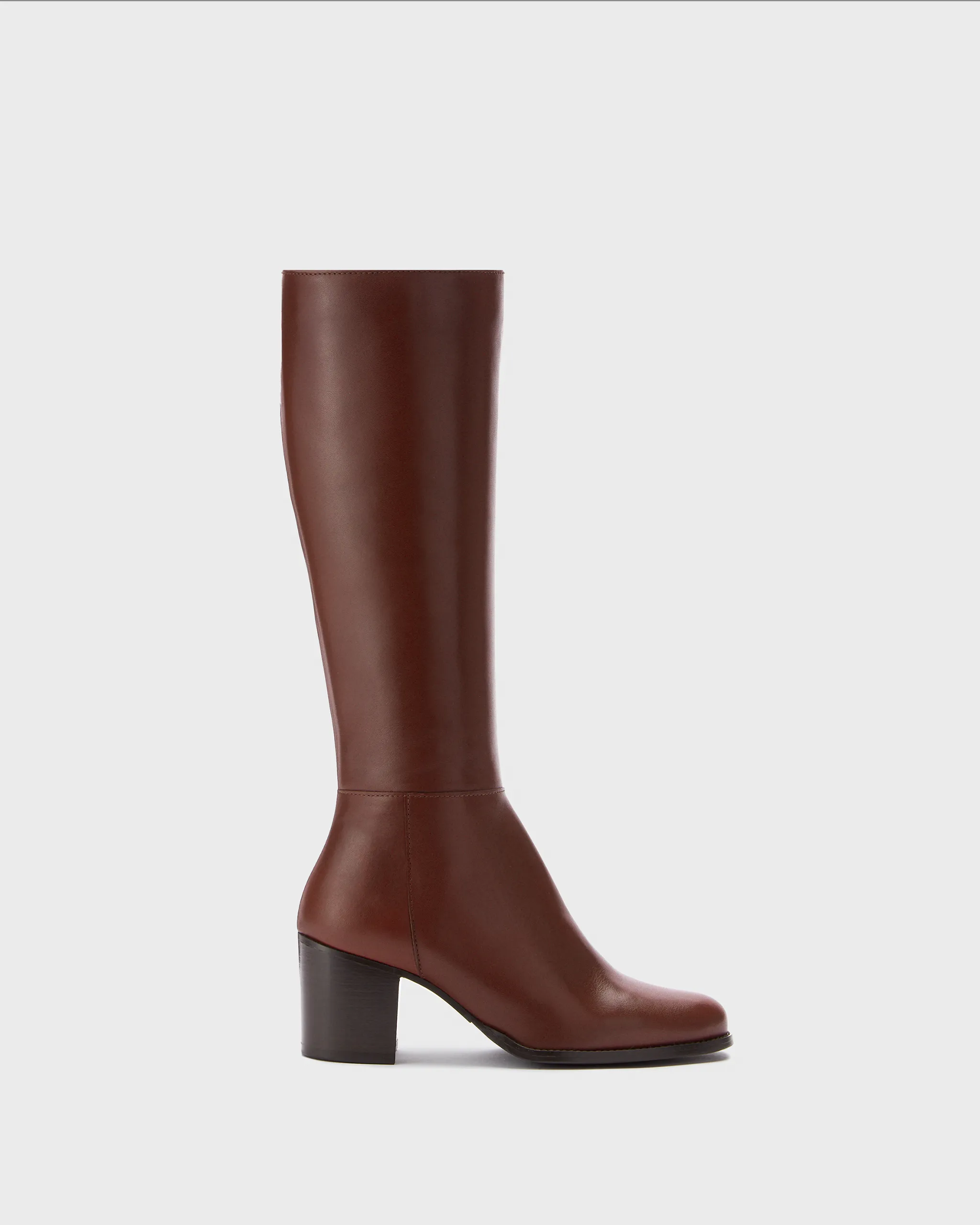 Dalia Petite Knee High Boots in Brown Leather