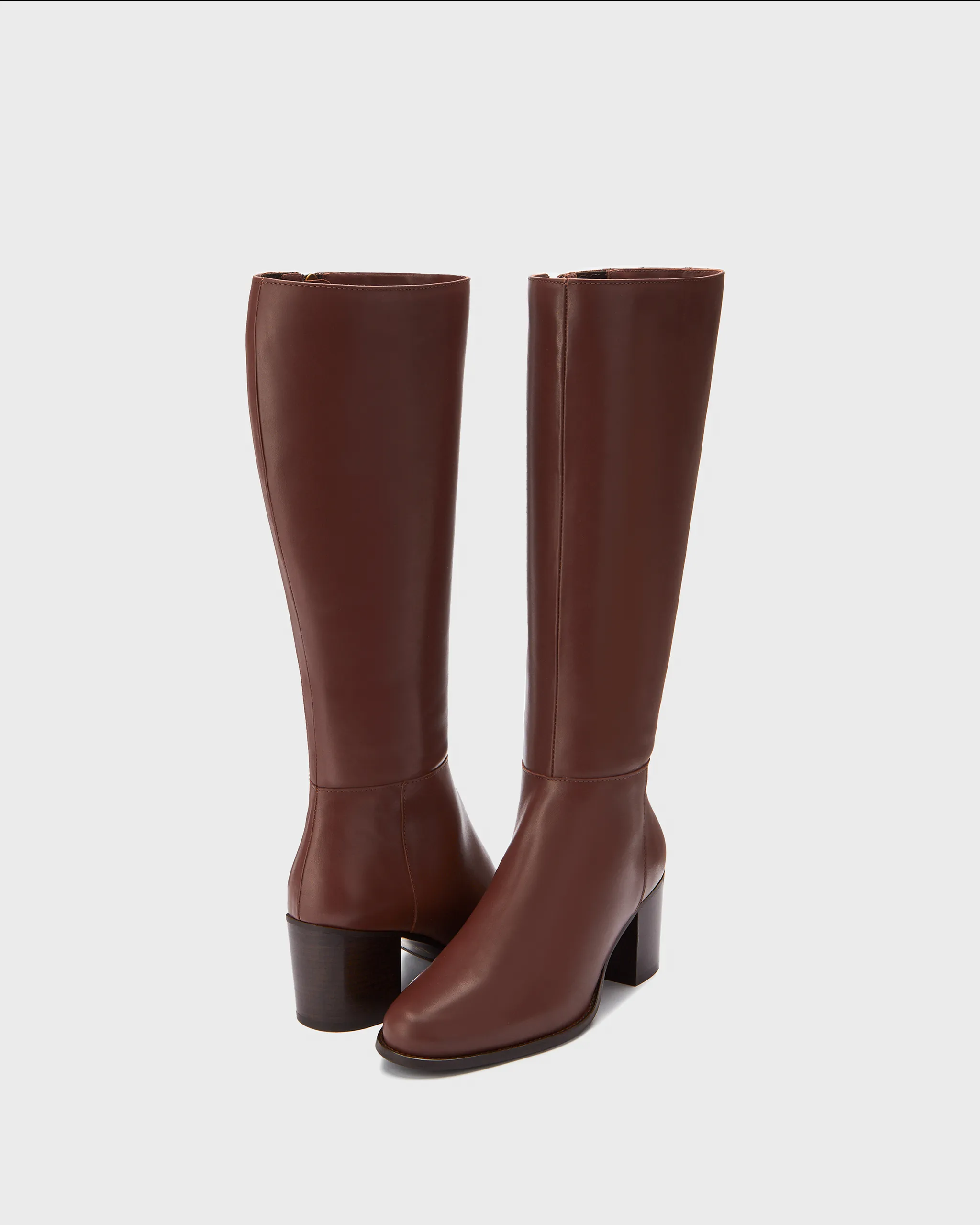 Dalia Petite Knee High Boots in Brown Leather