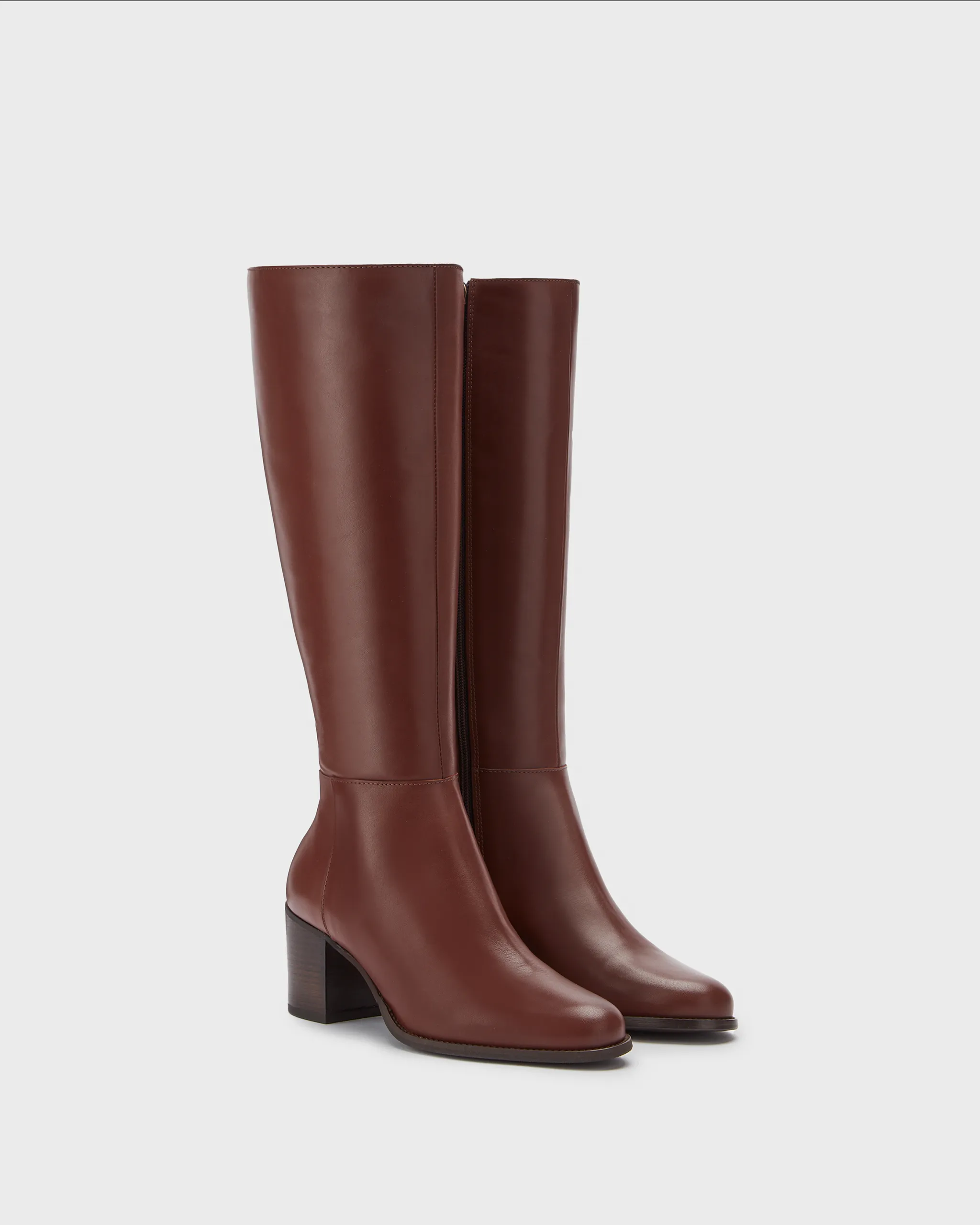 Dalia Petite Knee High Boots in Brown Leather