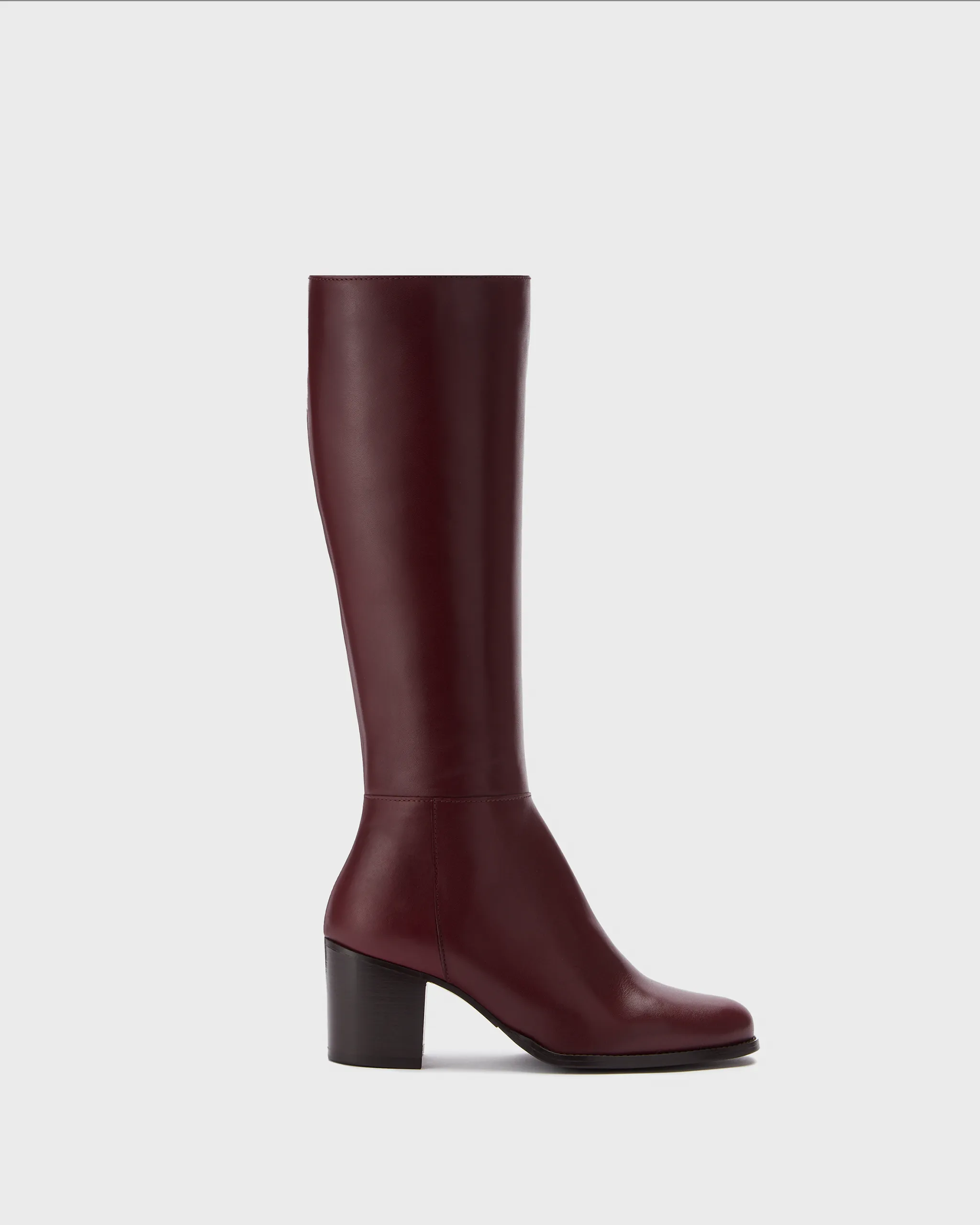 Dalia Petite Knee High Boots in Burgundy Leather