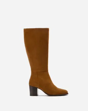 Dalia Petite Knee High Boots in Tan Suede