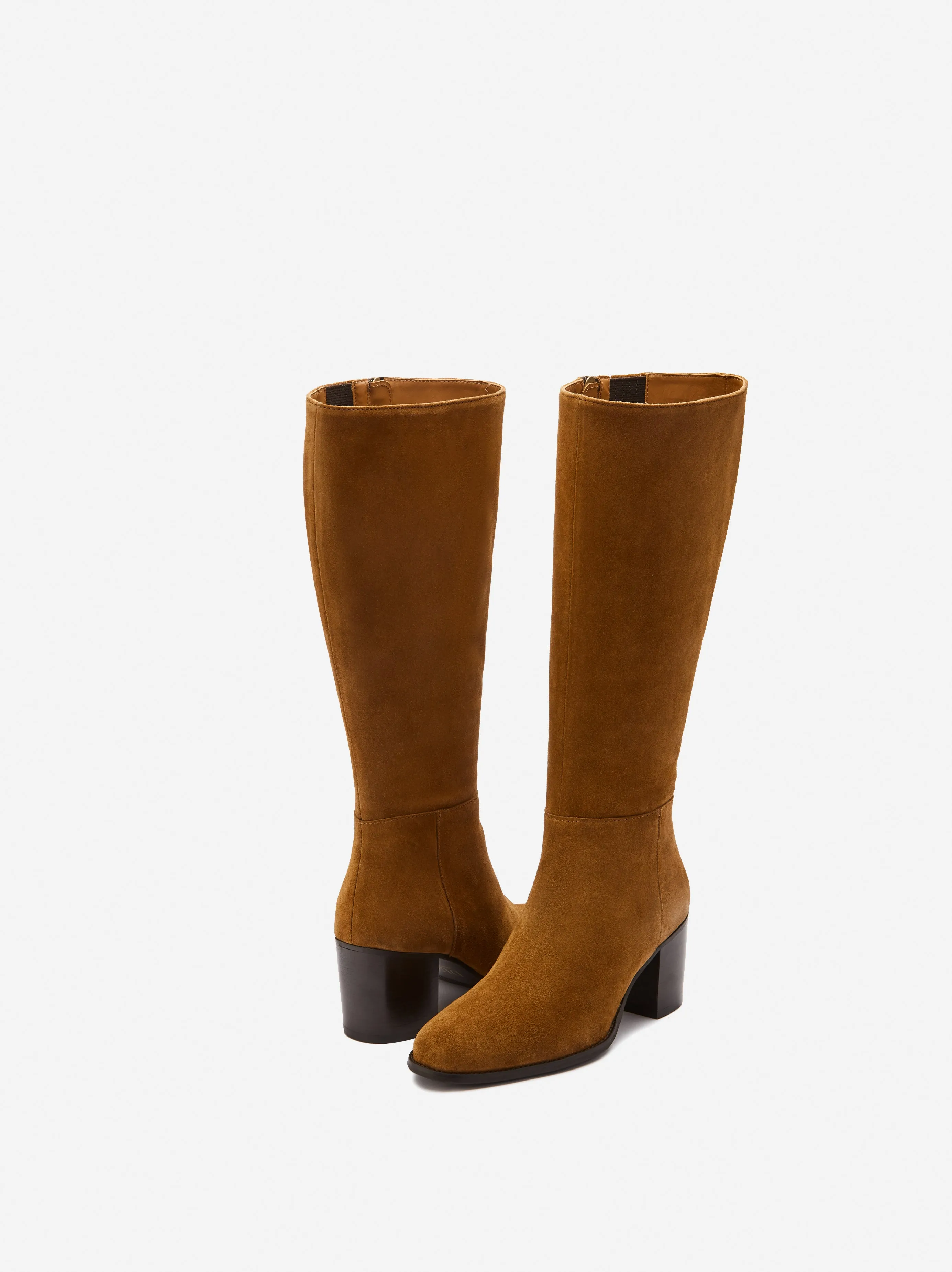 Dalia Petite Knee High Boots in Tan Suede