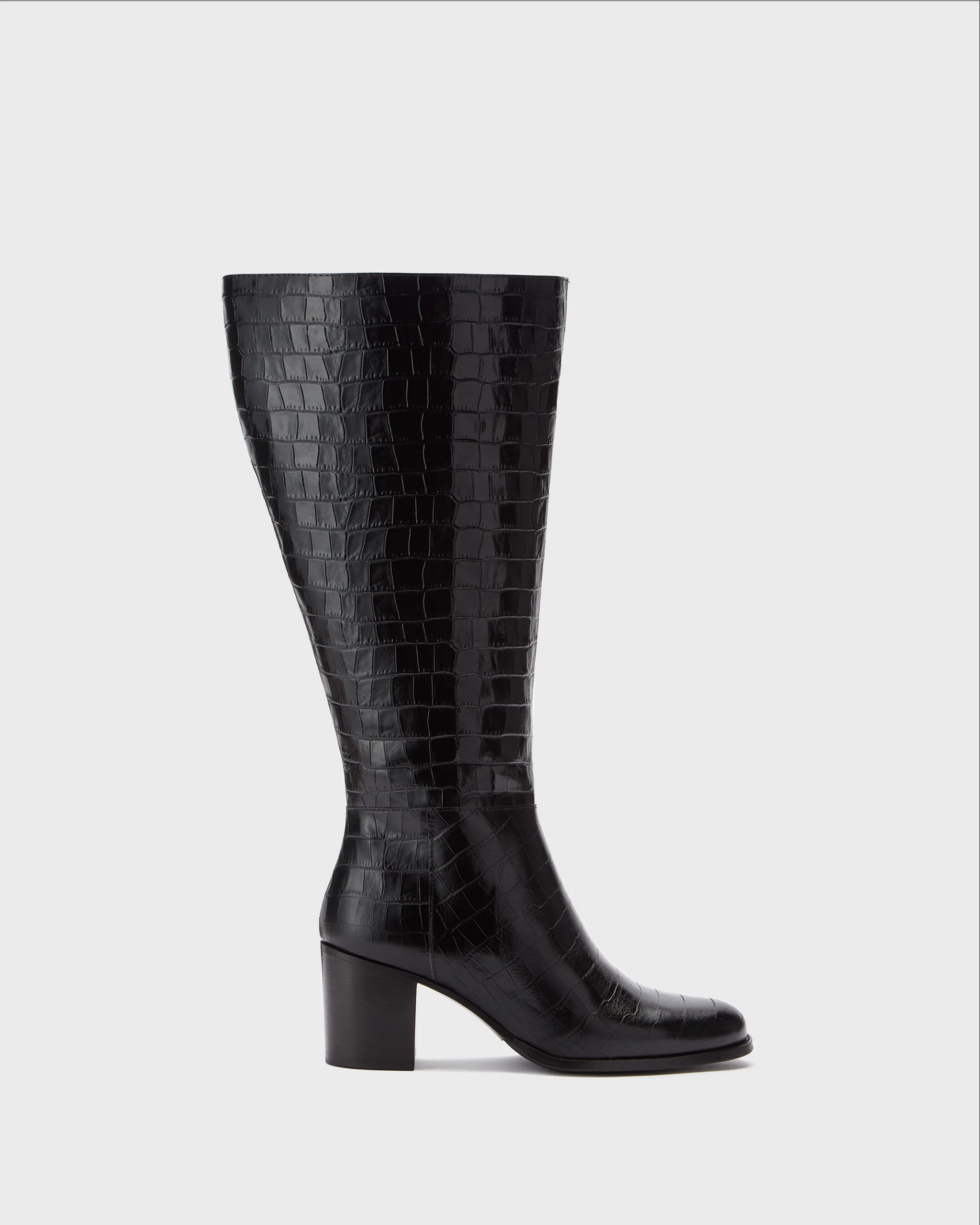 Dalia Standard Knee High Boots in Black Croc