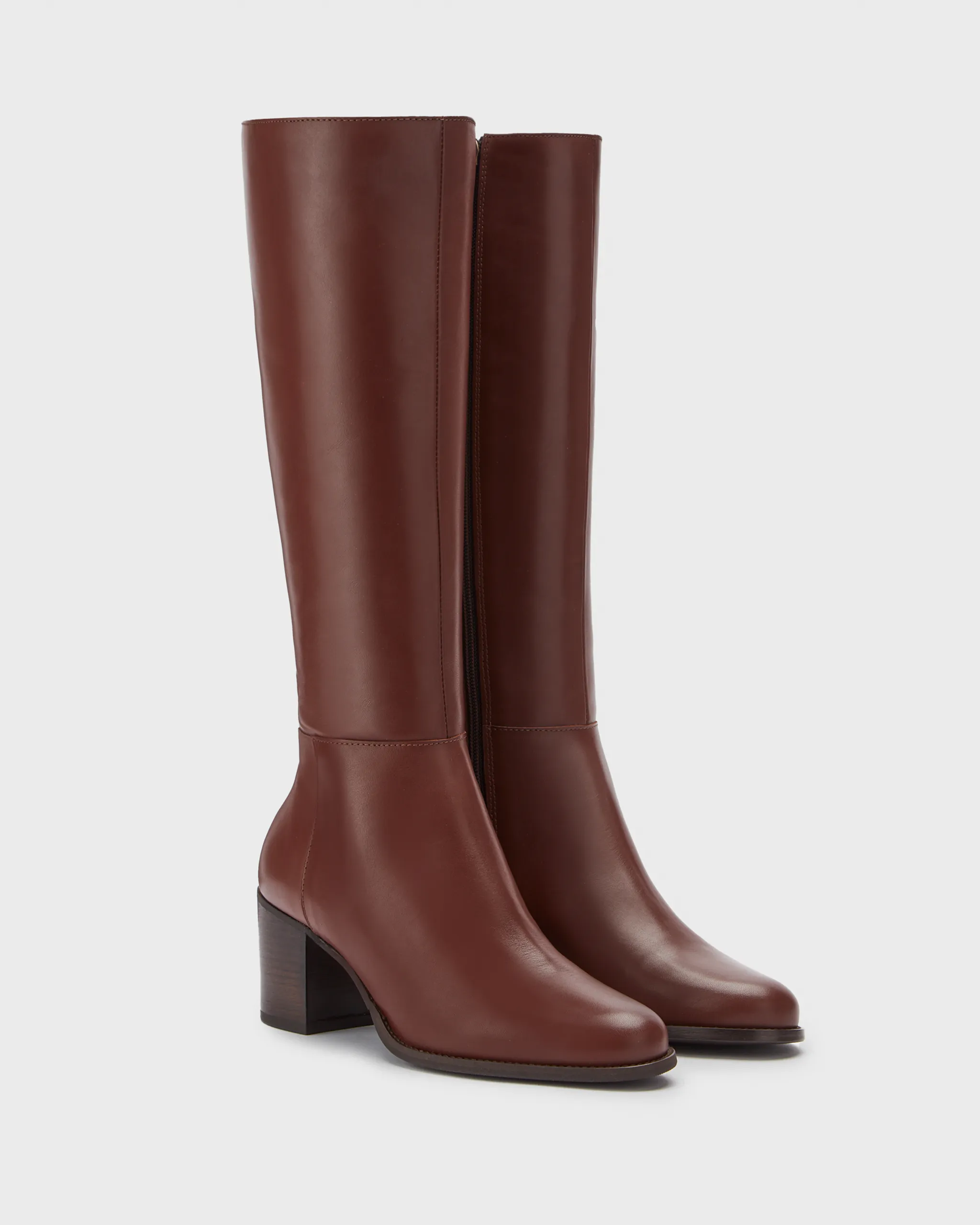 Dalia Tall Knee High Boots in Brown Leather