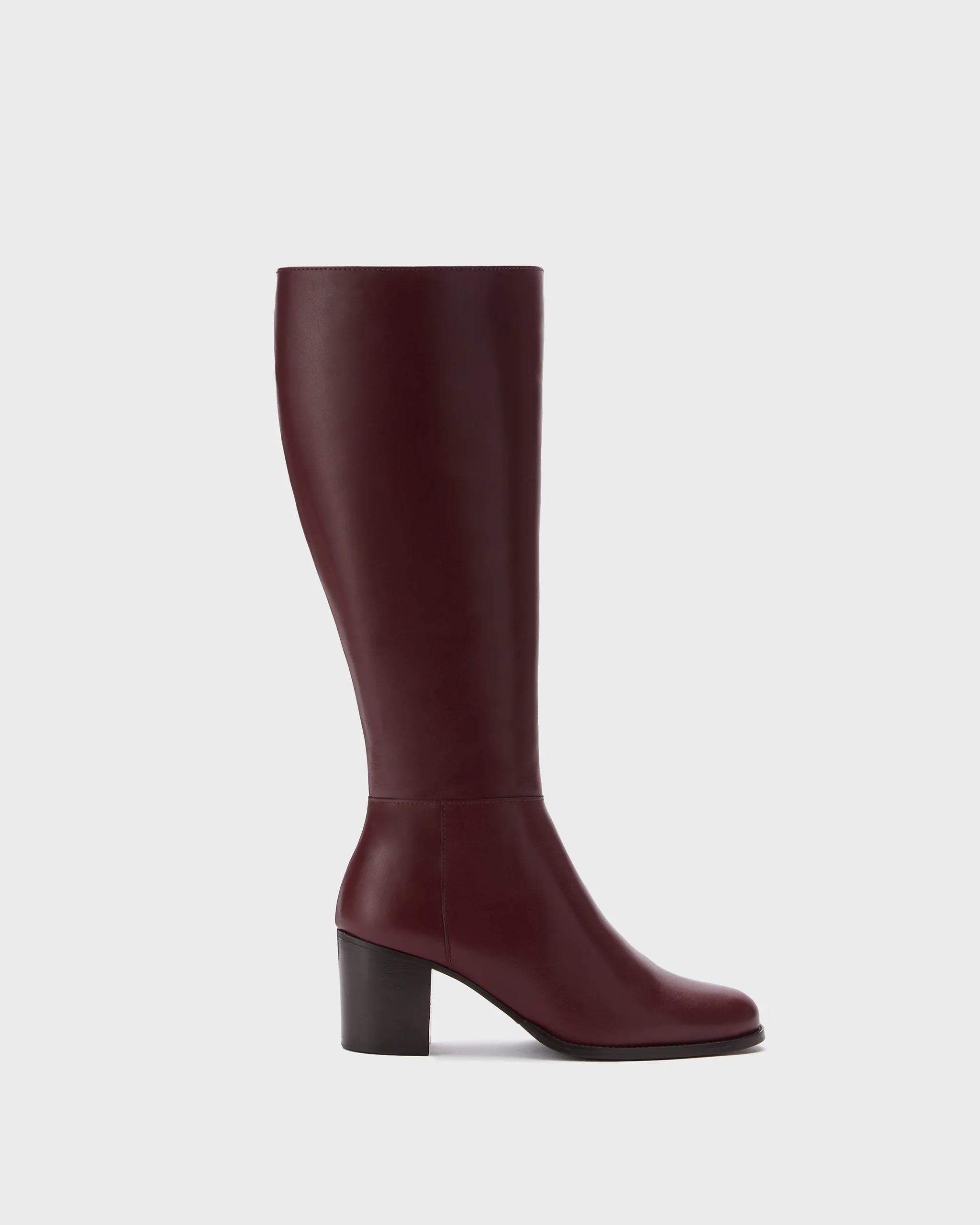 Dalia Tall Knee High Boots in Burgundy Leather