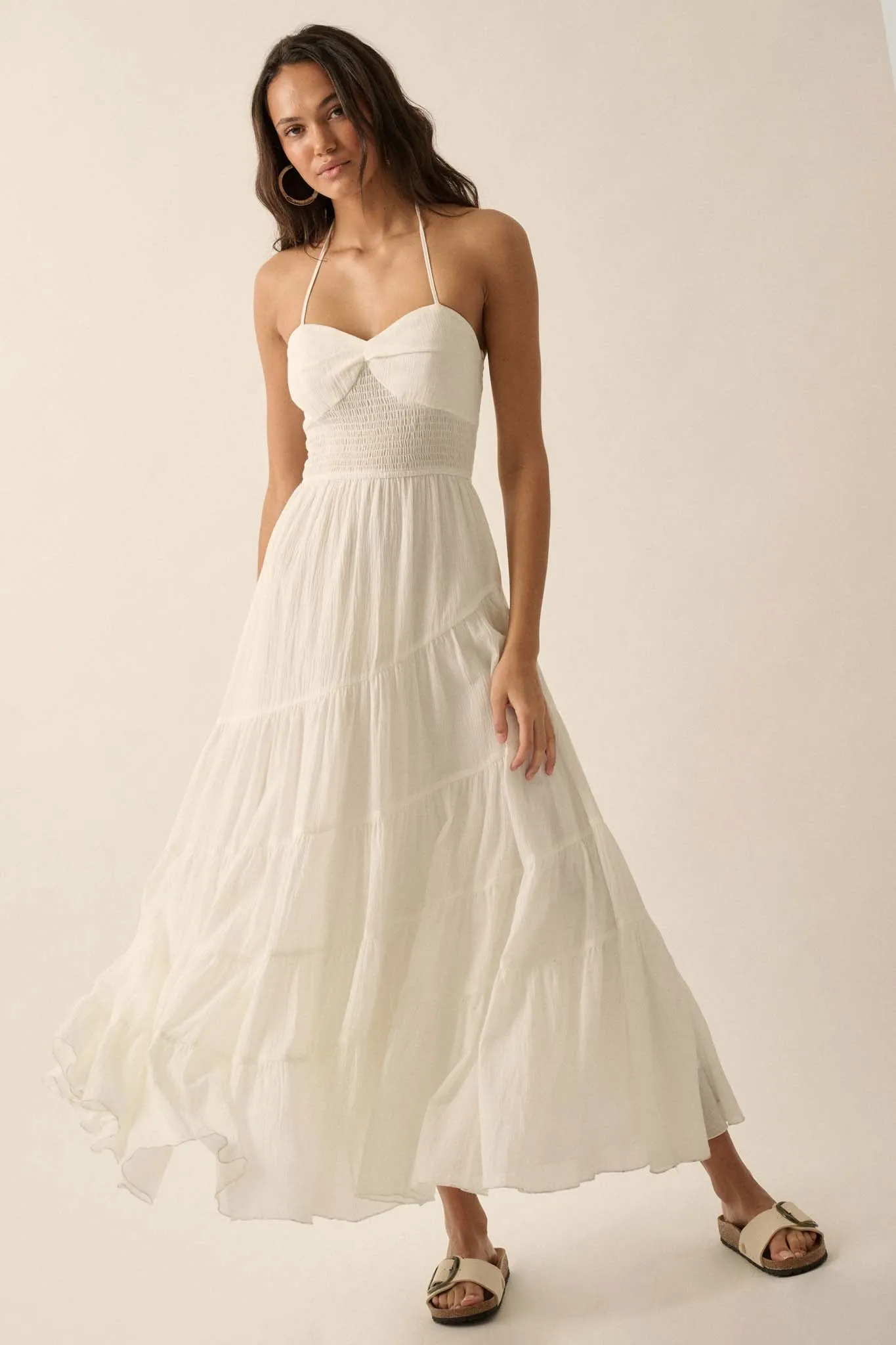 Dancing on Air Asymmetrical Tiered Maxi Dress