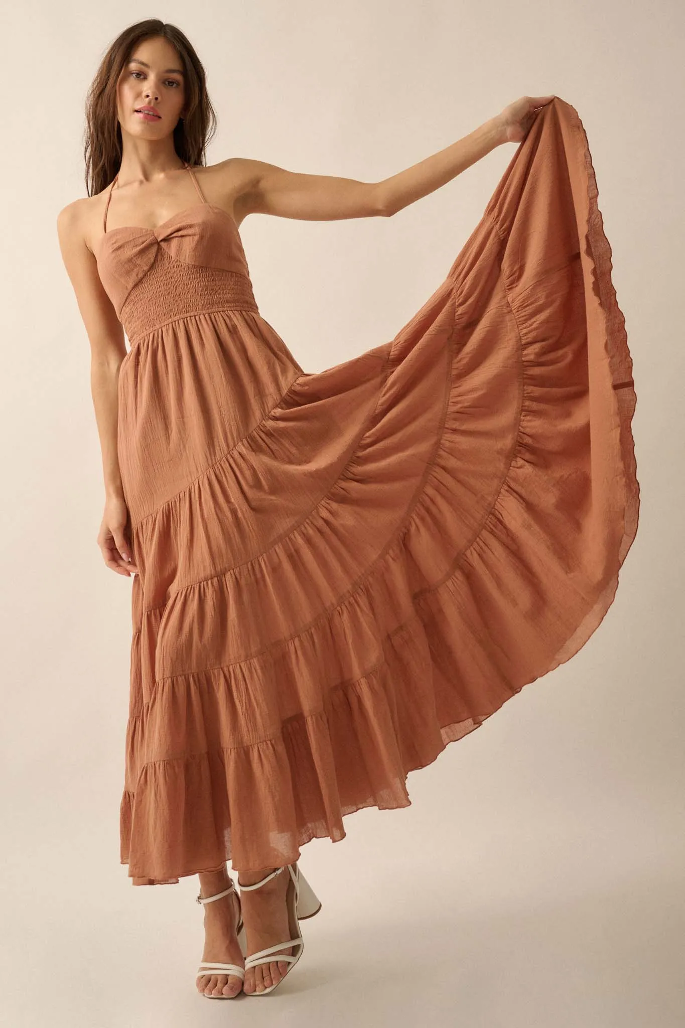 Dancing on Air Asymmetrical Tiered Maxi Dress