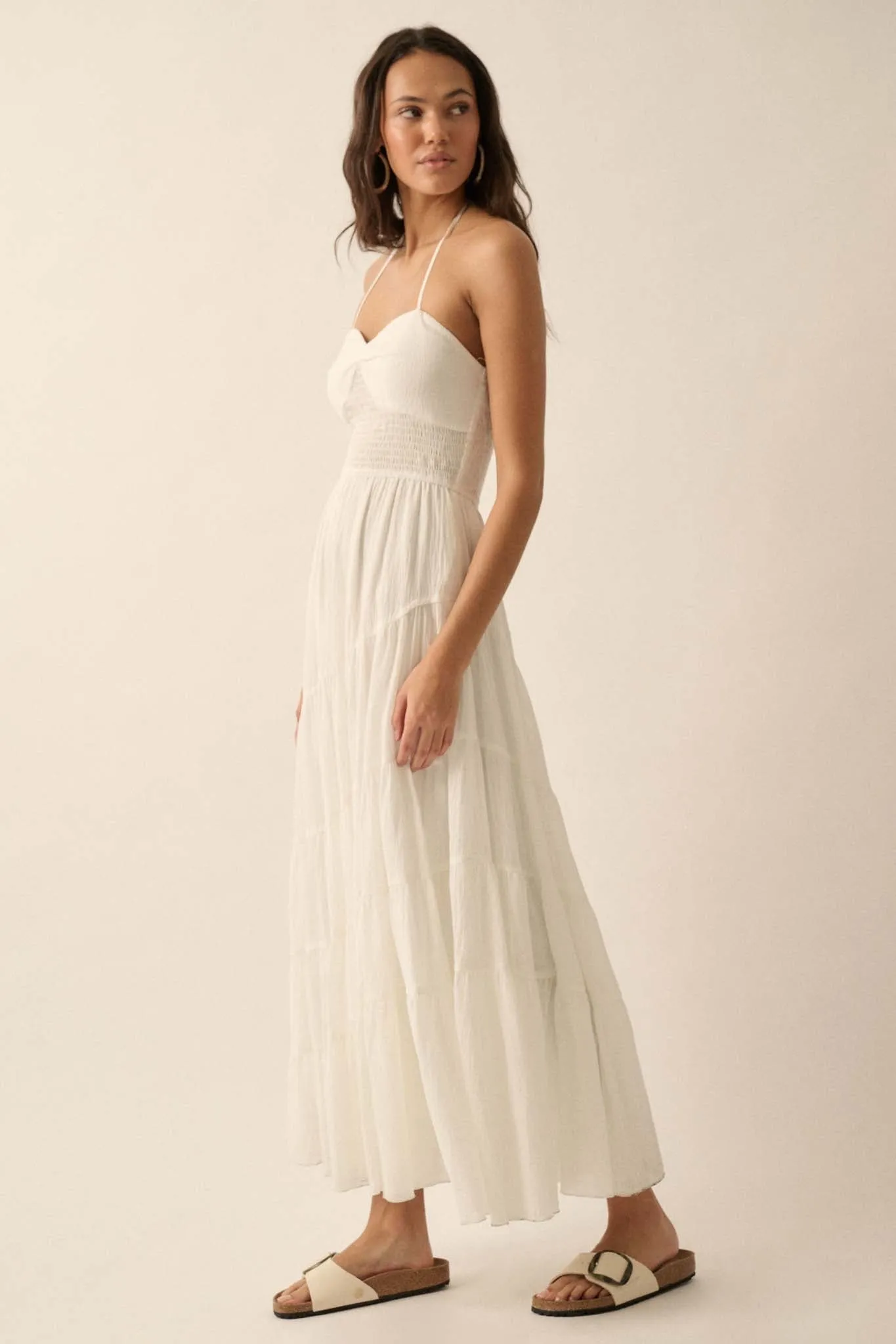 Dancing on Air Asymmetrical Tiered Maxi Dress