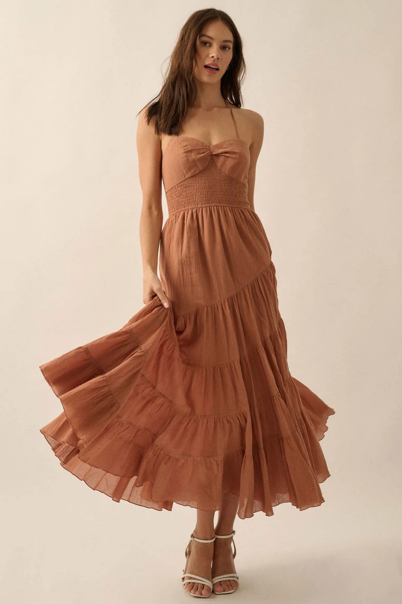 Dancing on Air Asymmetrical Tiered Maxi Dress