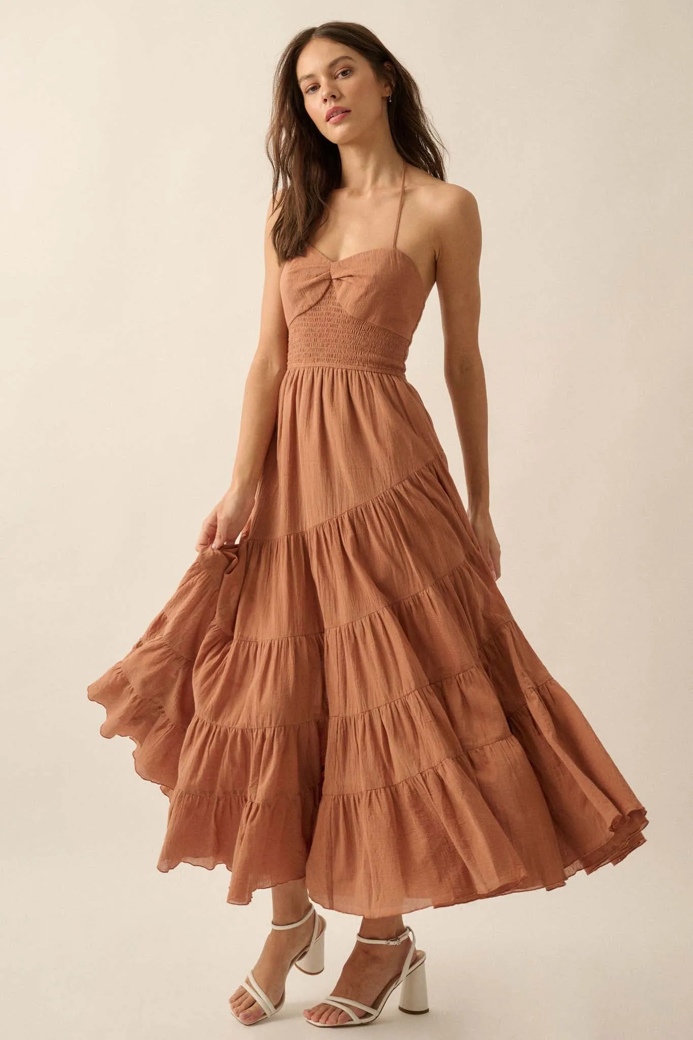 Dancing on Air Asymmetrical Tiered Maxi Dress