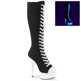 DELIGHT-2000SK-02 Black & White Knee High Boots