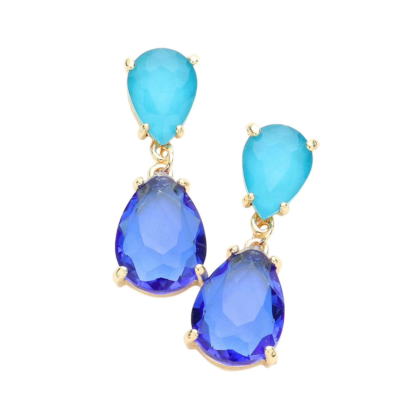 Double Teardrop Link Dangle Evening Earrings