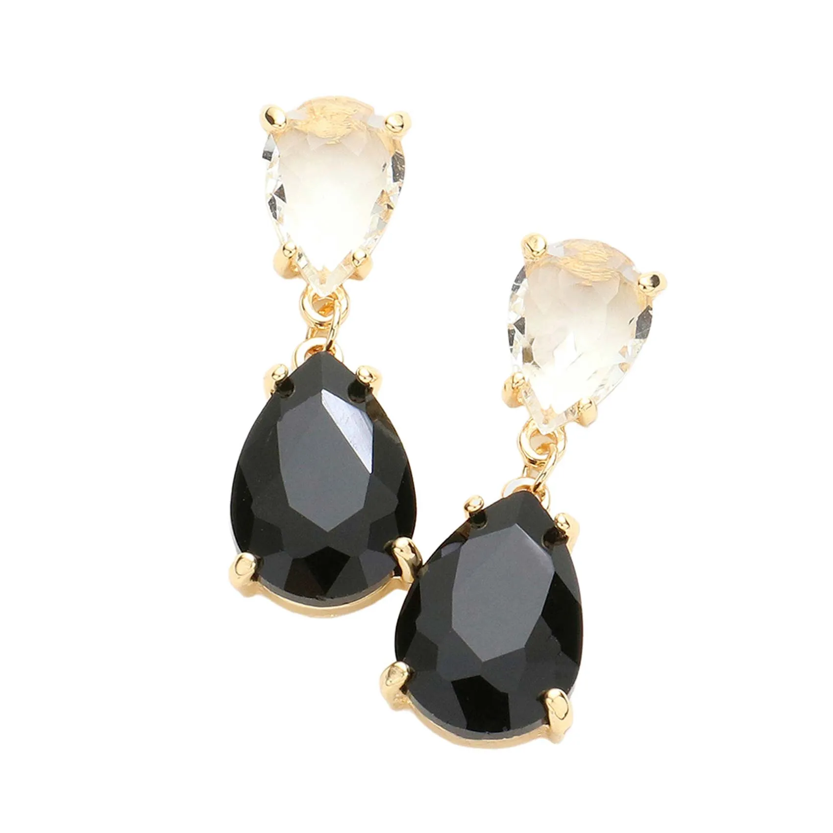 Double Teardrop Link Dangle Evening Earrings