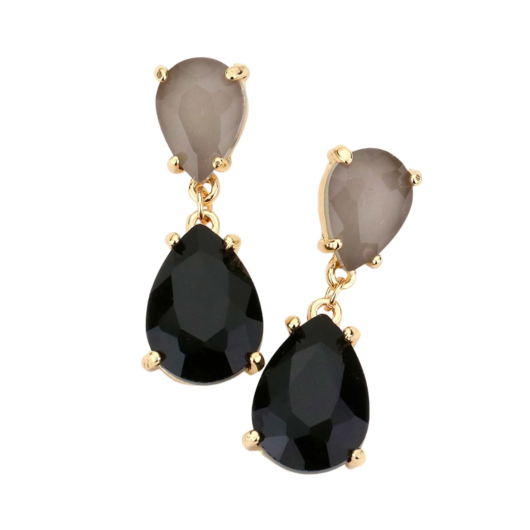 Double Teardrop Link Dangle Evening Earrings