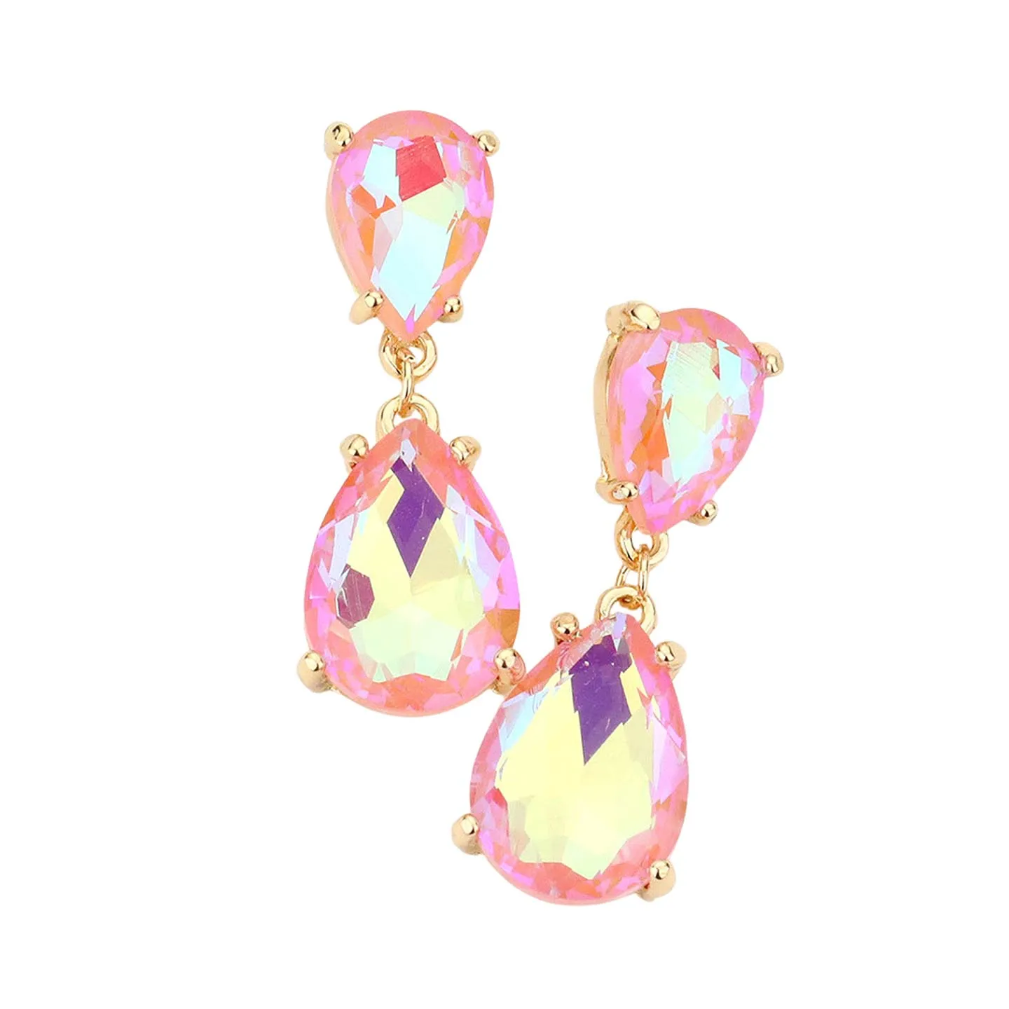 Double Teardrop Link Dangle Evening Earrings