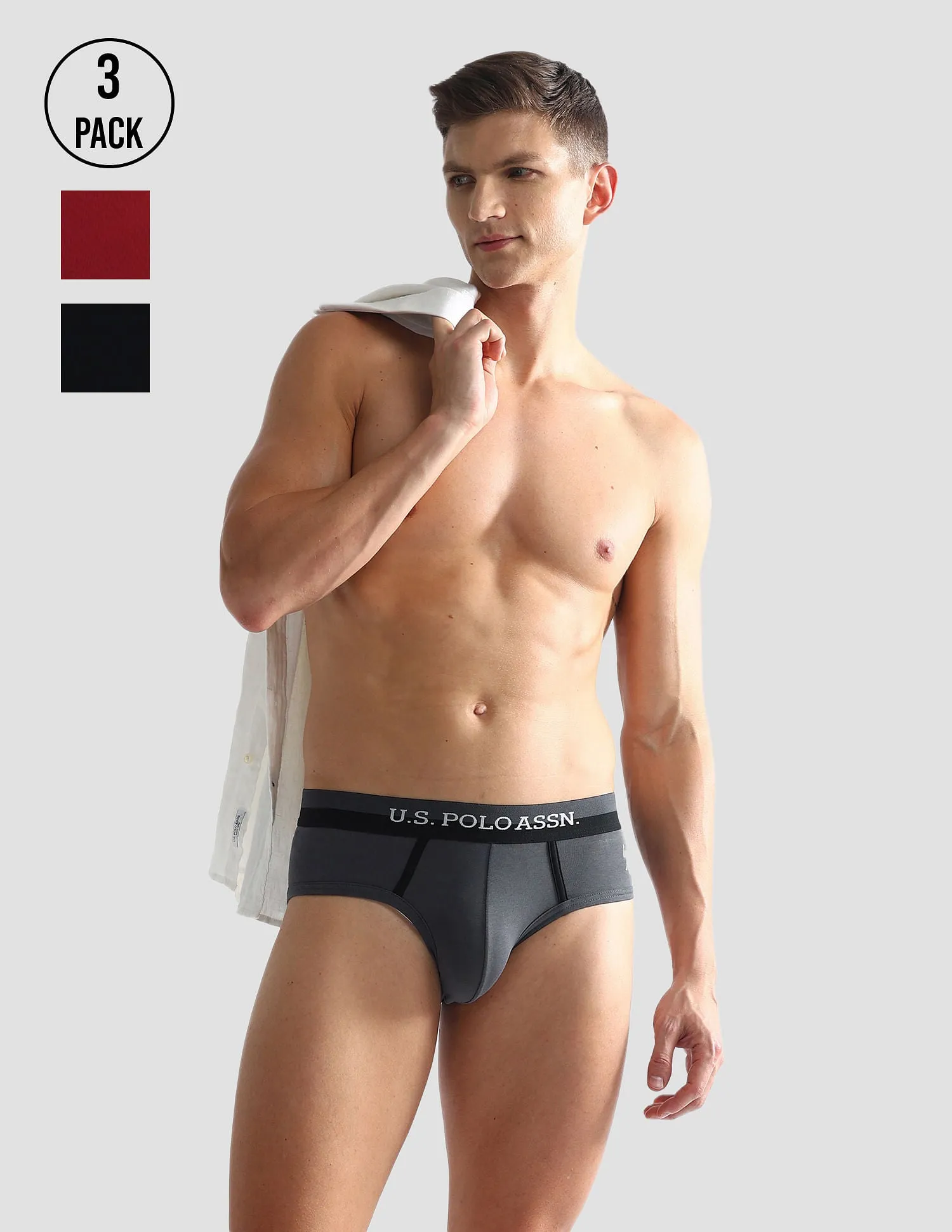 Dual Tone Cotton Stretch OET07 Briefs - Pack Of 3